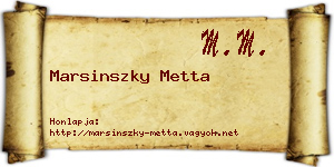 Marsinszky Metta névjegykártya